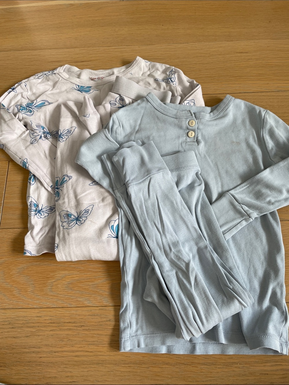Girls Pajama Bundle - Gap Blue Solid & Cat & Jack Butterfly Print
